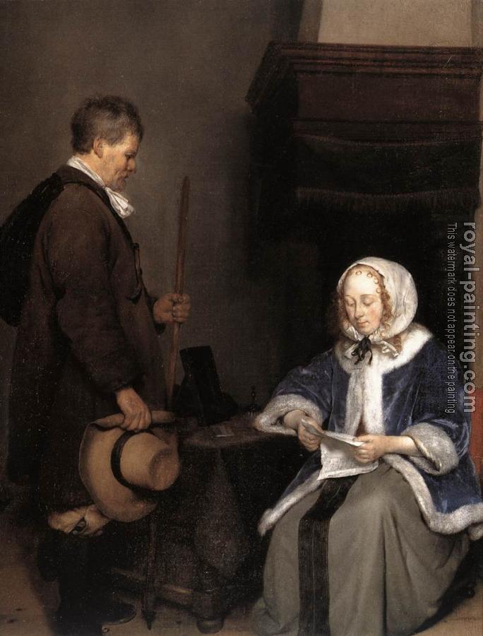 Gerard Ter Borch : Lady Reading A Letter detail Gerard Ter Borch : Lady Reading A Letter detail
